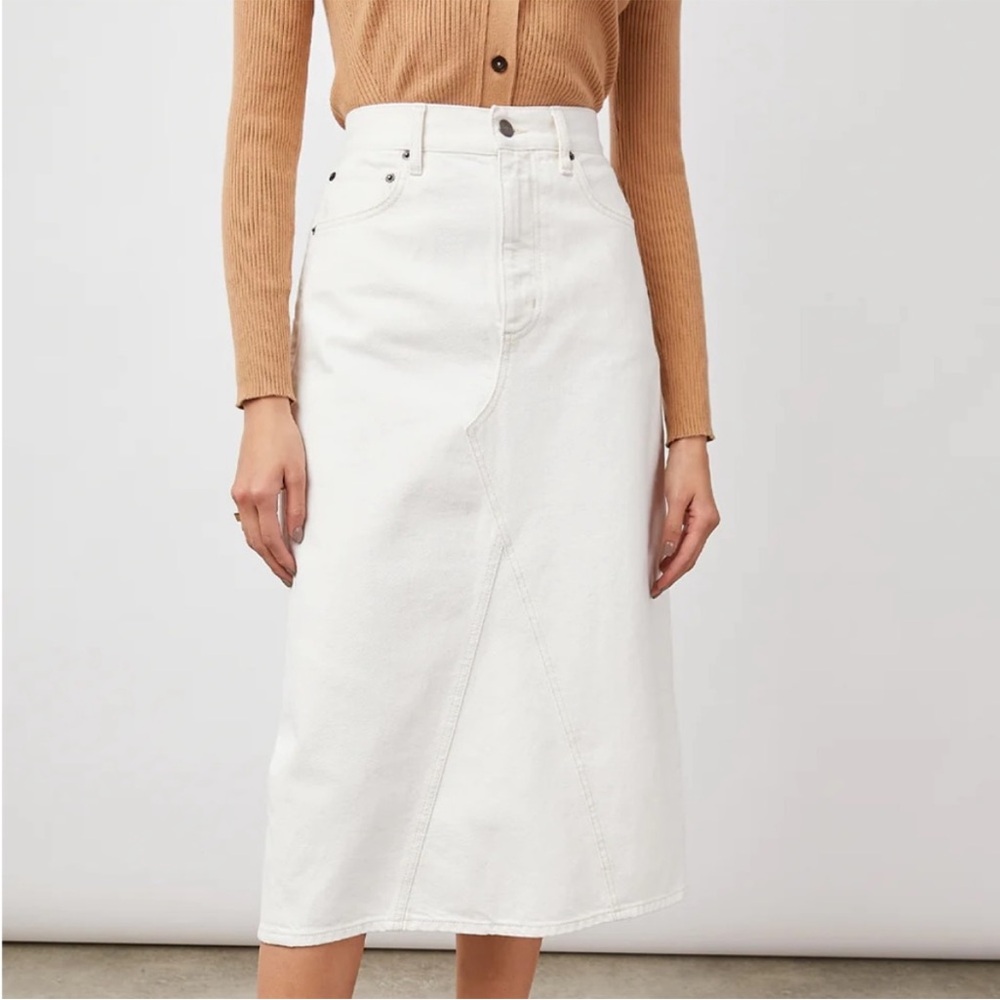 Rails Highland Denim Midi White Split Back Size 27 - image 4